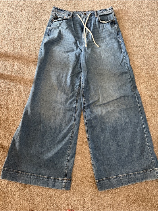 a.n.a Denim - a.n.a wide-leg Light Blue Denim Jeans with Contrast Stitching